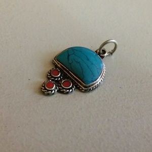 Jewelry - Turquoise red coral pendant Sterling Silver new Jewelry - Turquoise red coral pendant Sterling Silver new